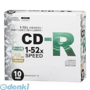 オーム電機 01-0741 CD-Rデータ用 52倍速 10P スリムケース入り
