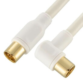 オーム電機 06-1980 テレビ接続ケーブル（I型プラグ ＋ L型プラグ／2m）［4K・8K対応］ ANT−C2S4SL−W