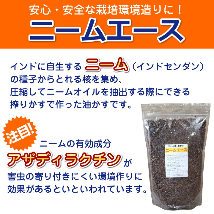 楽天市場 安心 安全で効果抜群のニームケーキ ニームエース 1 2kg 3袋セット ニーム ニームケーキ 肥料 園芸 家庭菜園 ガーデニング 花壇 庭 農業 プランター 土壌改良 有機 野菜 トマト ナス きゅうり ハーブ 花 バラ 薔薇 有機肥料 虫対策 プロ農業 家庭