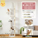 ★夏応援P10★楽天1位★キャットタワー 突っ張り スリム 省スペース 高さ225~265cm 猫タワー 突っ張り スリム 大型猫用 多頭飼い 6本天然サイザル麻柱 爪とぎ キャットツリー 見晴台 透明宇宙船 ハンモック 2way