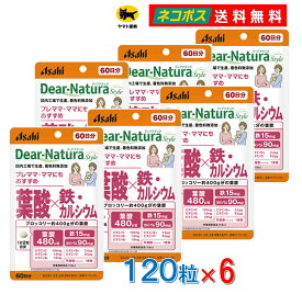 【6個セット】ディアナチュラスタイル 葉酸 × 鉄・カルシウム 60日分 120粒入 送料無料 【リニューアル発売】妊娠前〜授乳期 乳酸菌 ビタミンC B1 B6 B12 VD