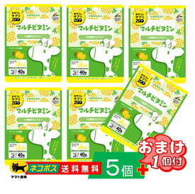 【5個セット+おまけ1個】【計6個】おやつにサプリZOO マルチビタミン 40粒 栄養補助食品 パイナップル風味 チュアブルタイプ 水なしで摂取できる おとなのおやつサプリ 子供も 噛んで美味しい 手軽に摂取 持ち歩き スッキリン ユニマットリケン ポスト投函 【送料無料】