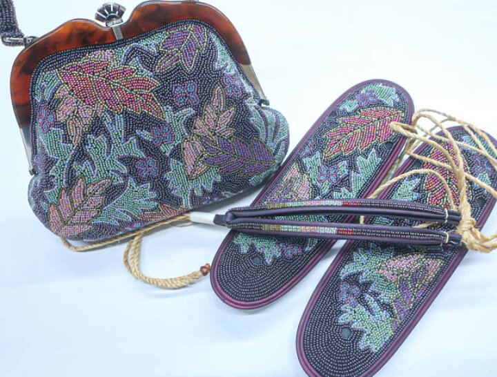 楽天市場】【IDnet】【着物】 アンティーク 草履 バッグ セット ビーズ  