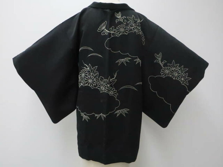 楽天市場】【IDnet】【着物】黒羽織 相良刺繍 花文 羽織り紐付き 身丈 