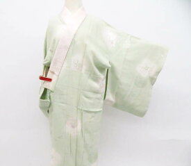 【中古】長襦袢 枝花 半衿付き 正絹 着物 身丈約113cm 裄丈61.5cm 26z01-140【リサイクル】 IDnet