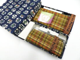 【中古】和装小物 和雑貨 未使用 紬織 札入れ 小銭入れセット 箱付 26w03-2660【リサイクル】 IDnet