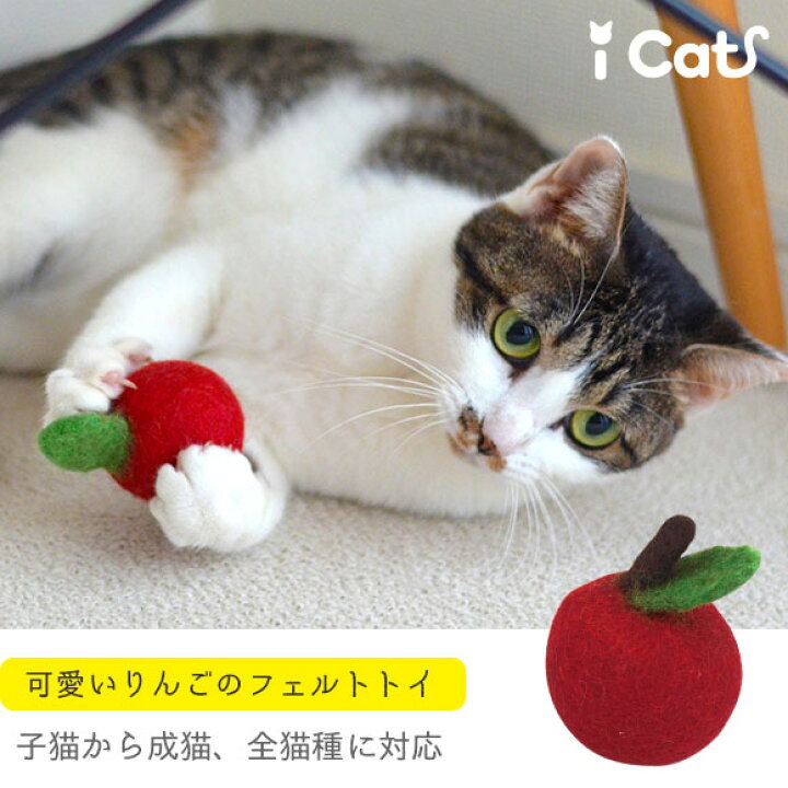 楽天市場】【 猫 おもちゃ 】iCaTOY コロコロフェルトTOY りんご 【 猫  