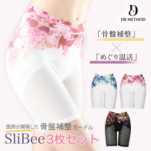 【3枚セット】サムシングブルー×1枚 フレンチピンク×1枚 ドリーミーブラック×1枚 DRMETHOD Slibee スリビー デザインガードル 骨盤補整 ガードル 下半身痩せ 補整下着 ヒップアップ おうち時間