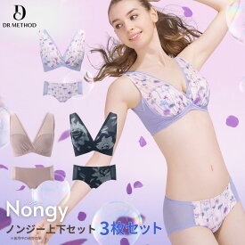 ＼シリーズ累計200万枚突破／「Nongy ノンジー上下」【3枚セット】（クローズアップグレー/ハーバリウムラベンダー/スモーキーピンク）DR METHOD ドクターメソッド 公式 医学発想 女医開発 バストケア ノンワイヤーブラ 送料無料