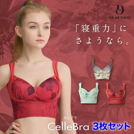 CelleBra【3枚セット】ノーブルベージュ エレガンスグリーン ルーセントレッド セレブラ ナイトブラ バスト補整 流れ胸 離れ胸 垂れ胸 バスト パワーメッシュ ノンワイヤー 脇肉 補整ブラ おうち時間 大きいサイズ セット