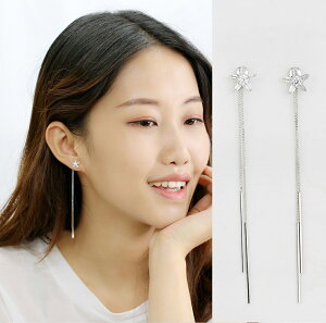 \かわいい秋冬映え/送料無料 星チェーンピアス 金属アレルギー対応 18k ピアス ロング 揺れる かわいい レディース人気 長い スター おしゃれ 大人可愛い パーティー シルバー 星 ゆれる
