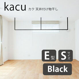 (期間限定ポイント10倍) 森田アルミ工業 kacu カク E型 Sサイズ 天井付け物干し ブラック KAC286E-BK W2885×H653
