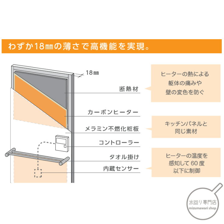 楽天市場】クリナップ HOTウォール タオル掛け1本つき ZP60FN : 水 