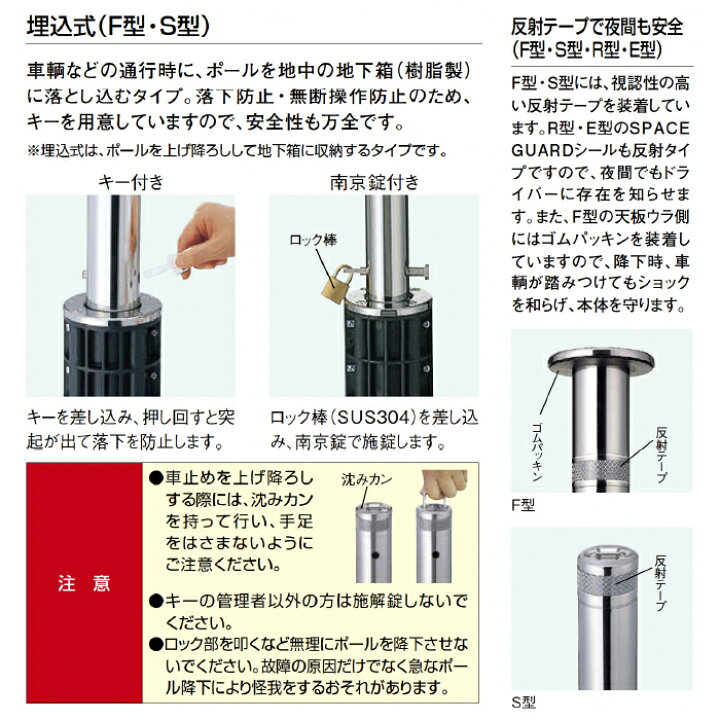 楽天市場】LIXIL リクシル スペースガード 車止め LNG22 S60型 埋込式 