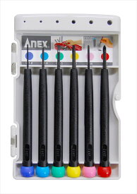 (送料無料)兼子製作所 ANEX No.900 プラスチック柄精密ドライバー6本組(プラス/マイナス) ケース付