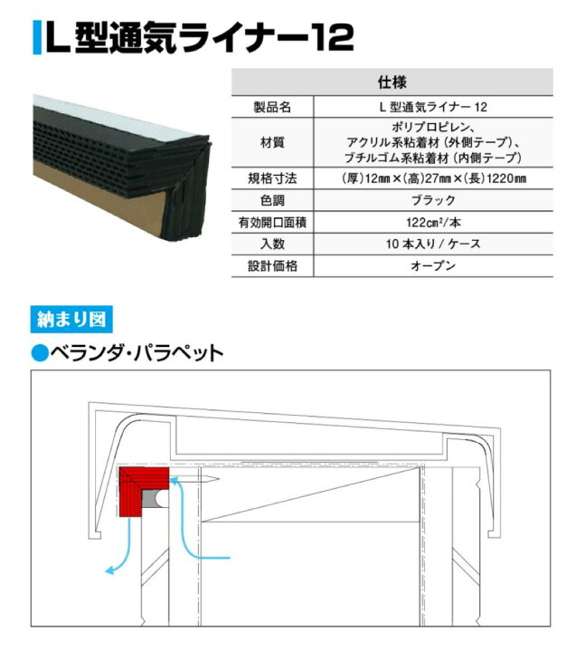 10本入1ケース 日本住環境 L型通気ライナー12 V-LTL12 家づくりと工具のお店 家ファン