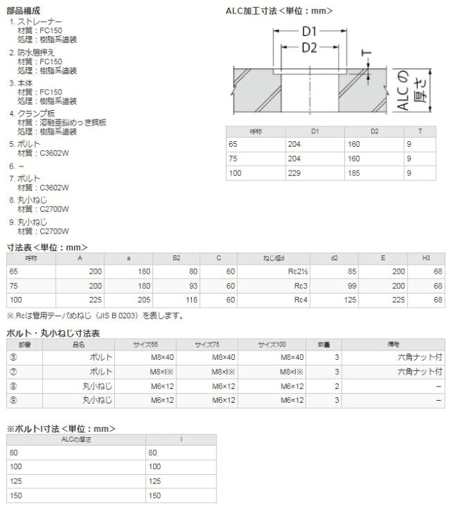 楽天市場 カネソウ Ecsb 2 65 Alc 125 ルーフドレン たて引き バルコニー中継用 鋳鉄製 Alc用 アスファルト防水 シート防水 ねじ込み式 家づくりと工具のお店 家ファン
