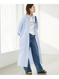 《予約》ファインブロードEXロングシャツワンピース SLOBE IENA スローブ イエナ ワンピース・ドレス シャツワンピース ベージュ ブルー【先行予約】*【送料無料】[Rakuten Fashion]