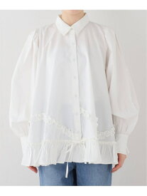 crinkle crinkle crinkle frill hem long sleeve shirts CC-4503 SLOBE IENA スローブ イエナ トップス シャツ・ブラウス ホワイト ブラック【送料無料】[Rakuten Fashion]
