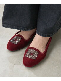 《予約》MALUS/マリュス VELVET BIJOU SHOES IENA イエナ シューズ・靴 その他のシューズ・靴 ブラック ワインレッド【先行予約】*【送料無料】[Rakuten Fashion]