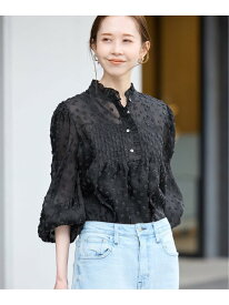 《WEB限定/追加》フラワージャガードフリルブラウス SLOBE IENA スローブ イエナ トップス シャツ・ブラウス ホワイト ブラック【送料無料】[Rakuten Fashion]