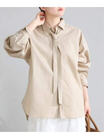 T/C タイ付きプレーンシャツ IENA イエナ トップス シャツ・ブラウス ベージュ ブルー【送料無料】[Rakuten Fashion]