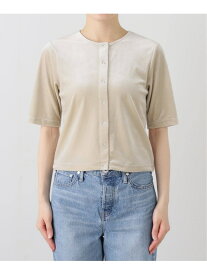 ベロアスナップ5分袖カーディガン SLOBE IENA スローブ イエナ トップス カーディガン ブラック ベージュ【送料無料】[Rakuten Fashion]