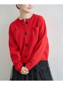 《追加》スーパーファインスムースクルーカーディガン IENA イエナ トップス カーディガン ベージュ レッド【送料無料】[Rakuten Fashion]