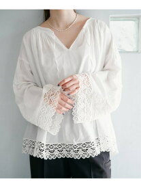 《予約》カットワークレースブラウス IENA イエナ トップス シャツ・ブラウス ブラック ホワイト【先行予約】*【送料無料】[Rakuten Fashion]