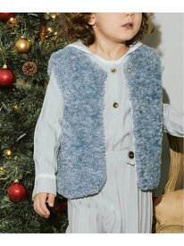 カーリングボアベスト baby-kids(70cm-140cm) IENA ENFANT イエナ　アンファン マタニティウェア・ベビー用品 その他のベビーグッズ ブラウン ブルー【送料無料】[Rakuten Fashion]