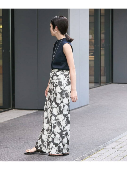 IENA イエナ《追加》掠りフラワーピンタックストレートパンツ 34  