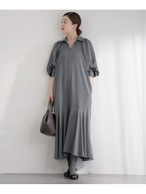 &NAVY メランジツイルギャザーワンピース IENA イエナ ワンピース・ドレス ワンピース グレー ネイビー【送料無料】[Rakuten Fashion]