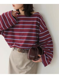 マルチボーダーボートネックカットソー SLOBE IENA スローブ イエナ トップス カットソー・Tシャツ ネイビー ワインレッド【送料無料】[Rakuten Fashion]