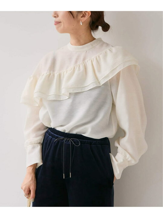 楽天市場】【SALE／30%OFF】シアーサテンフリルブラウス VERMEIL par 