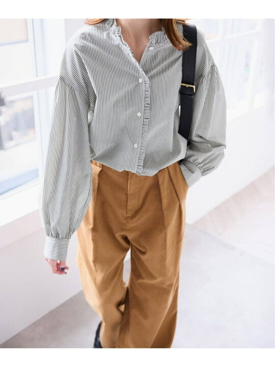 新品•タグ付☆SLOBE IENA ラミーフリルピンタックブラウス白 SLOBE