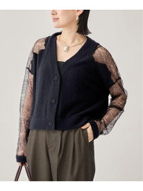 リバーレースニットカーデ VERMEIL par iena ヴェルメイユ パー イエナ トップス カーディガン ネイビー【送料無料】[Rakuten Fashion]