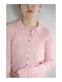 EXメリノリブ ポロ襟カーディガン IENA イエナ トップス カーディガン ピンク グレー ブラック【送料無料】[Rakuten Fashion]