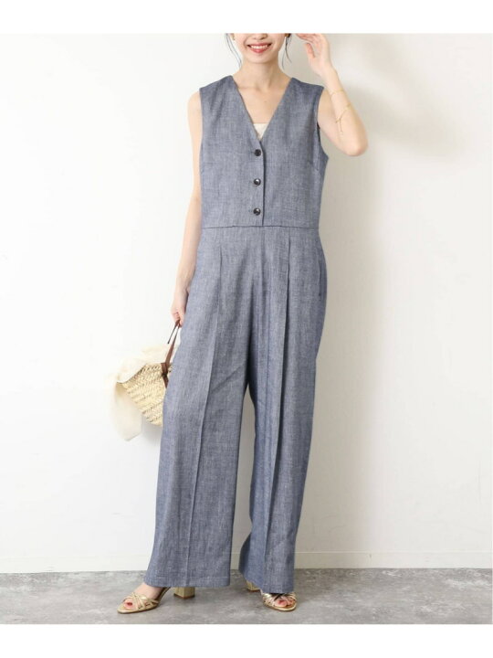 楽天市場】【SALE／30%OFF】リネン混 シャンブレー オールインワン 