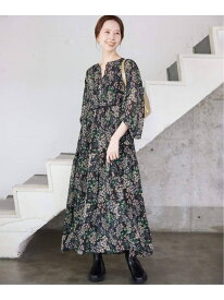 《WEB限定/追加5》FLOWER PRINT ワンピース SLOBE IENA スローブ イエナ ワンピース・ドレス ワンピース ブラック【送料無料】[Rakuten Fashion]