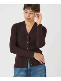 リブVネックカーディガン IENA イエナ トップス カーディガン ブラウン ブラック ベージュ【送料無料】[Rakuten Fashion]