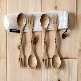 ウッデンキャンプスポーク WOODEN CAMP SPORK 4Pセット &NUT アウトドア スプーン フォーク カトラリー AND NUT