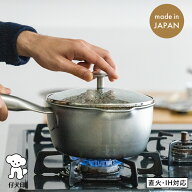 【スーパーSALE！最大10%OFFクーポン！】仔犬印 クラッド3層鋼 深型行平鍋 18cm ガラス蓋 片手鍋 注ぎ口 …