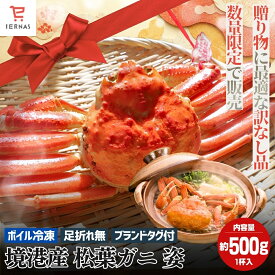 【半額 50％OFF】 【訳あり 食品 賞味期限間近】 松葉ガニ 鳥取 境港産 1杯 約500g 姿 ボイル 冷凍【タグ付き・足折れなし】カニのプロが厳選する ズワイガニ 蟹 かに カニ ギフト お歳暮 御祝 鳥取県より発送｜母の日 母の日ギフト2026｜※賞味期限2026年6月20日 在庫限り