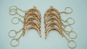 ミニ がま口 口金 ハンドメイド 手芸 金属 パーツ ピンクゴールド 幅約5cm 10個セット 資材 手作り 材料 素材 作製 財布 印鑑ケース 小銭入れ バッグ 丸形 裁縫 ゲンコ 縫い付けタイプ 専門