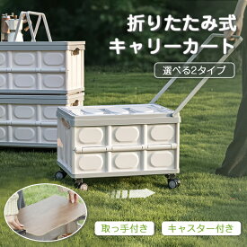 ＼20％OFFクーポン／キャリーカート 折りたたみ 折りたたみキャリー 折り畳みボックス コンテナ ボックス 収納ボックス フタ付き プラスチック 木目 テーブル付き キャスター付き 4輪 アウトドアワゴン 折りたたみカート 軽量