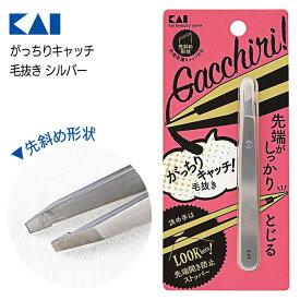 貝印 毛抜き ツィーザー KAI 産毛 眉毛 鼻毛 髭 ムダ毛 日用品 日用消耗品 雑貨 衛生用品 ケアグッズ 男女兼用 キャップ付き 持ち運び 普通郵便発送【▽】【HNB】/がっちりキャッチ毛抜きシルバー