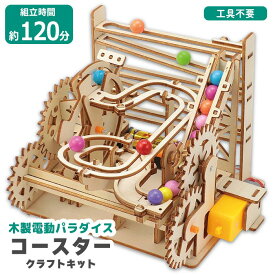 木工工作 工作キット 木製 クラフトキット 工具不要 組立 夏休み 自由研究 制作 クリエイト 手作り 工作 簡単 小学生 知育 知育玩具 親子 小学生 小学校 子ども セット アーテック 【▲】【FDC】【KP】/木製電動パラダイスコースタークラフトキット