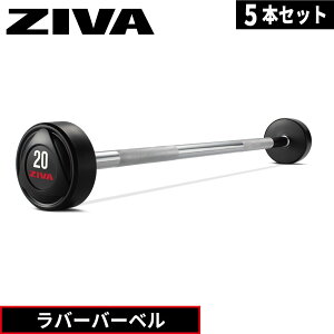 ラバーバーベル 5本セット 10kg-45kg ラバー材質 ZIVA ジーヴァ ダンベル トレーニング器具 パワーラック 筋トレ フリーウエイト トレーニングバー ウエイトトレーニング バーベル ベンチプレス