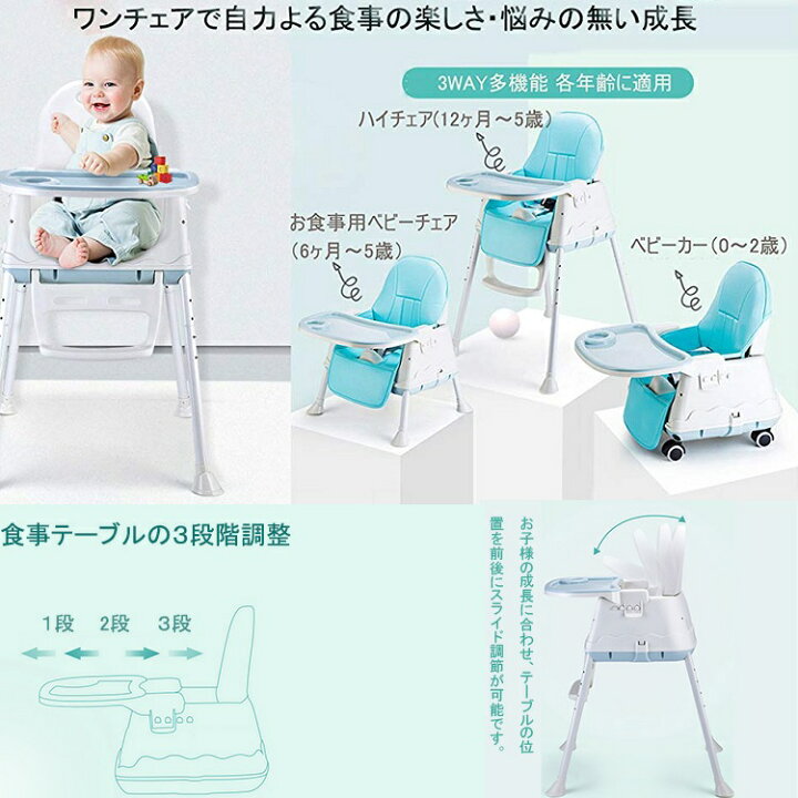 楽天市場】【3in1・送料無料】3way ハイチェア ベビーカー 折りたたみ 