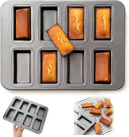 フィナンシェ 型 製菓用品 ノンスティックベーキングトレイ マフィン 型 オーブン型 ミニ 天板 シリコン加工天板 ツール 防水 耐油 掃除が簡単 頑丈で耐久性 お菓子 ブラウニー パン スナック キッチン（矩形8個取り）